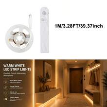 Motion Sensor LED Strip Lights, Warm White / Cool White Optional, Self-Adhesive Cuttable, USB & AAA Battery Powered(Batteries Not Included), Under Cabinet Closet Bedside Night Light - 2835 CT - View 11