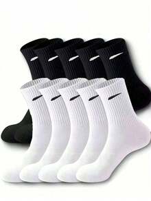1/5/10 Pairs Men's Mid-Calf Socks, Minimalist Geometric Pattern, Breathable & Comfortable, Sporty Style, Fun Halloween Gift Socks - Multicolor - View 11