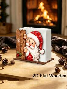 Christmas Wooden Napkin Holder, Santa Claus Sleigh Design, Suitable For Dining Table, Family Dinner, Home Decor, Holiday Table, Napkin Storage Rack, Suitable For Kitchen Countertop, Christmas Party Table Centerpiece And Supplies - View 17