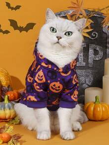 LUCKIE PAW 1pc Halloween Ghost Funny Pattern Pet Sweatshirt, Physical Flea Protection, Reduces Shedding, Warm & Breathable Dog Vest, Suitable For Small & Large Dogs And Cats, Indoor & Outdoor - Purple - View 4