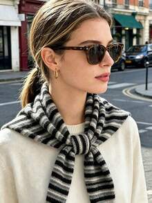 1pc Women's Wool Blend Knitted Triangle Scarf, Solid Color Multi-Wear Warm Neck Warmer Shawl, Minimalist Autumn/Winter Layering Accessory - Multicolor - View 11
