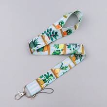 1 Piece Cute Potted Plant Print ID Badge Holder With Lanyard, Cartoon Cactus Card Holder For Work Student School Office, Lovely Gift - Multicolor - View 9