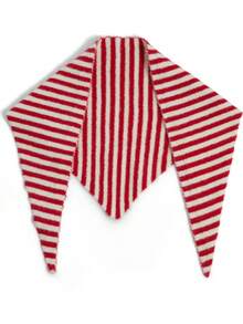Okurime. European Designer Knitted Knit Striped Small Triangle Scarf, Women Warm Striped Neck Warmer Headband - Multicolor - View 2