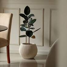 1pc Bohemian Style Plastic Flower Pot, Vertical Stripes, Modern Minimalist Design, Lightweight And Durable, Suitable For Indoor And Outdoor Use (Desktop, Shelf, Balcony) - B - View 2