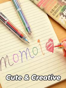 1/3/20/30 buah Pulpen Ballpoint Aneka Warna yang Dapat Ditarik, Badan Transparan, 6 Warna Pulpen, Pulpen Portabel untuk Menulis Jurnal, Menandai, dan Menggambar, Alat Tulis Multifungsi Kreatif untuk Siswa - Set - View 4