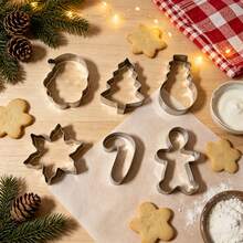 Stainless Steel Christmas Cookie Cutter, 3.1-2.3 Inches, 6pcs Set Gingerbread Man, Christmas Tree, Snowflake, Snowman, Candy Cane Shapes, Stainless Steel, Perfect For Winter Holiday Baking - View 2