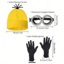 Hasbro Despicable Me Minion Yellow Hat Costume Knitted Hat And Gloves Set, Halloween Costume Props Role Play - A - View 8