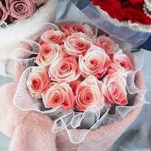 1PC 28cm*4yd White Ruched Bouquet Wrapping Paper With Edge Translucent Wavy Mesh, Suitable For Mother's Day, Graduation, Wedding, Party, Florist Supplies - Wavy Mesh - View 8