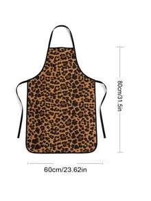 1pc/2Pcs Women Leopard Pattern Apron, Stylish Animal Print Sleeveless Apron, Household Waterproof Apron For Kitchen Cooking & Party - Multicolor - View 6