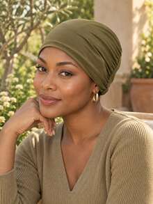 Solid Color Wide Brim Design Women's Pullover Fashion Elastic Beanie Casual Maternity Hat - Multicolor - View 6
