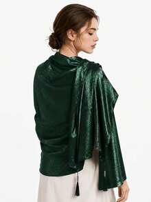 1pc Metallic Glossy Ribbon Shawl Scarf For Women, Shiny Outer Layer For Banquet Dress, Fashionable Daily Outfit - Multicolor - View 10