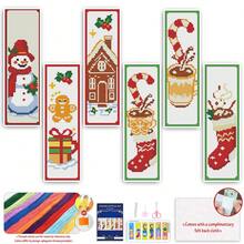 14CT Printed Cross-Stitch Bookmark Kit Includes 6 Bookmarks, Christmas Decorations Designs, Along With Instructions, Embroidery Floss, Fabric, And An Embroidery Needle. For Beginners And Craft Enthusiasts. - Christmas Decorations - View 13