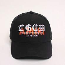 Topi Trucker Bordir Huruf, Topi Baseball yang Dapat Diatur Ukurannya - Hitam - View 2