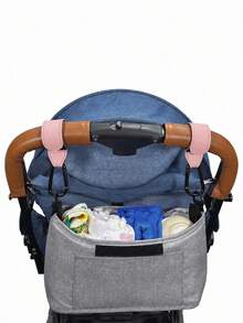 2pcs Stroller Hooks, Backpack Storage Bag Hooks, Car, Universal Stroller Hooks - Pink - View 6