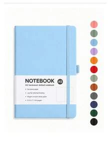 1pc A5 Hardcover Dot Grid Notebook, 192 Pages Bullet Journal, Portable Notebook With Elastic Band And Pen Holder, Suitable For Writing, Planning, Journaling, School, Office And Study Essentials - A5 - View 6