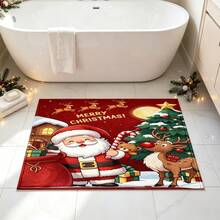 1 buah Keset Lantai Bahan Kasmir Imitasi Lembut, Karpet Motif Kartun Natal yang Menyenangkan, Cocok untuk Dapur, Kamar Mandi, Pintu Masuk, Ambang Pintu Kamar Tidur, Keset Kaki Dekorasi Suasana Liburan, Keset Lantai Anti Selip Serbaguna, Dekorasi Ruangan, Hadiah Liburan - MultiWarna - View 4