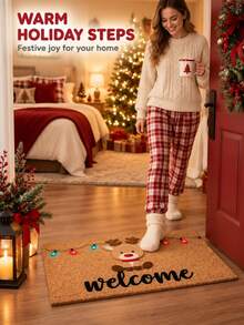 1pc Christmas Door Mat, Creative Theme, Suitable For Entrance. This Can Be Used As Bedroom Decor Accessory, Suitable For Kitchen, Bedroom, Entryway, Bathroom, Front Door, Also Can Be Used As Photography Prop Or Outdoor Decoration. Perfect For Home Decor, Holiday Decoration. - A - View 2