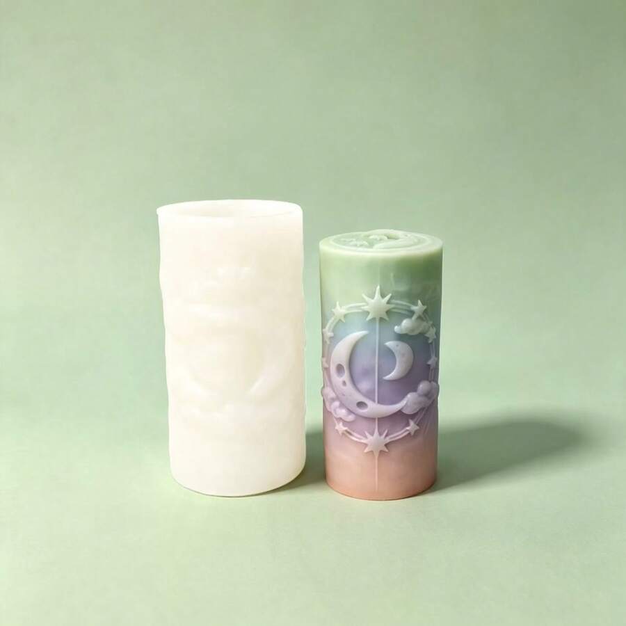 Connected Star Cylinder Silicone Mold DIY Handmade Candle Aromatherapy Plaster Soap Silicone Mold - White - View 1