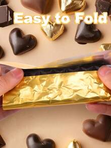 1 Pack Gold , Suitable For Chocolate, Candy And Desserts - Uncoated Metal Edge, Elegant Gift Wrapping Paper, Suitable For Candy Snacks, Dessert Display | Metallic Gloss Design | Material - A - View 5