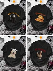 Men's T-Shirt, Personalized Customization, Summer And Autumn Styles,Halloween, Work Clothes,Valentine's Day/Birthday/Anniversary Gifts - Black - View 2
