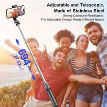 AXNEN Portable Selfie Stick, Extendable Selfie Stick Tripod With Wireless Remote And Tripod Base, Lightweight And Compact, Compatible With 15 14 13 12 Pro Xs Max X 8Plus, Android - Multicolor - View 10