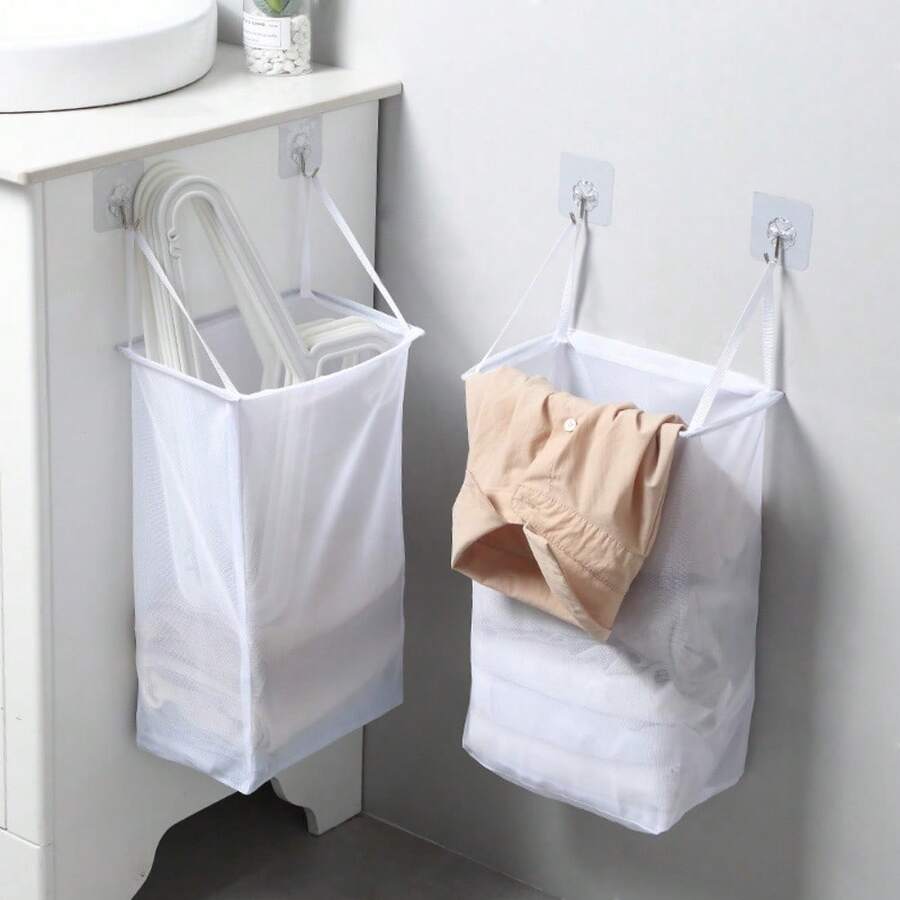 Mesh Hanging Laundry Basket, Washable Portable Toilet Clothes & Laundry Storage Bag, 3D Hanging Bag - Multicolor - View 1