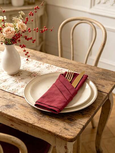 2/6/12PCS Modern Minimalist Lightweight Red Napkins Portable Small Cloth Napkins, Washable Tablecloth Restaurant Home Banquet Holiday Party Decoration Rectangular Mouth Towel Cup Cloth Napkin Fabric