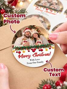 1/60/120pcs Customizable Christmas Round Stickers, Holiday Decoration Stickers, Personalized Christmas Labels, Perfect For Gift Boxes, Holiday Envelopes, Fragrance Containers, Home Decor, Great For Friends, Family, Partners, Christmas Gift Lovers, Suitable For Christmas Parties, Anniversary Gatherings, Holiday Dinners - Multicolor - View 3