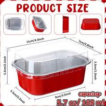 5/10/20/50pcs Mini Cake Cups With Lids, 5.7Oz Aluminum Foil Material, Red Disposable Rectangular Baking Cups, Suitable For Pudding Desserts, Muffin Baking Storage, Birthday Party Storage Gifts - View 3