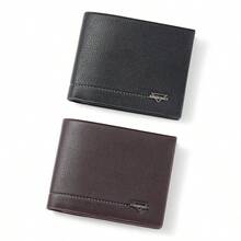 Business Style Men's Wallet With Multiple Card Slots For ID, Bank Cards, Transit Cards, Built-In Zipper Coin Pocket For Coins And Cash, Classic PU Lychee Texture Short Bifold Wallet With Large Capacity Bill Compartment, Black, Christmas And Thanksgiving Gift For Boyfriend And Father - Multicolor - View 4
