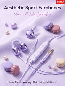 Lenovo Earphone kabel jepit "Superpower" tidak dimasukkan ke dalam telinga. Earphone ini menawarkan panggilan definisi tinggi dengan peredam kebisingan dan koneksi langsung ke ponsel dan komputer. Kompatibel dengan Xiaomi, Vivo, dan perangkat antarmuka Type-C lainnya. - View 2
