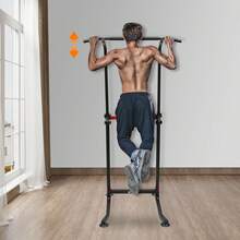 GLADNEY Klimmzugstation Power Tower Dip Station verstellbar, Multifunktion Trainingsstation für Zuhause mit Pull-Up, Push-Up & Beinheben, 150kg belastbar, Fitnessgerät Schwarz für Heimtraining - Standard - Übersicht 5