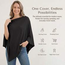 Soft Stretchy Breathable Nursing Cover For Breastfeeding, 360° Full Privacy Wearable Nursing Shawl, Multi‑Function Car Seat Canopy Sun Shade - Multicolor - View 6