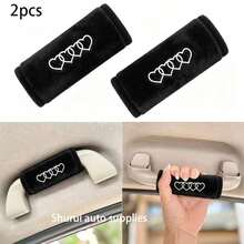 Car Roof Grab Handle Cover, Soft Plush Heart Pattern Car Interior Grab Handle Protector, Non-Slip Decorative Car Interior Accessory, Suitable For Most Cars - A - View 2