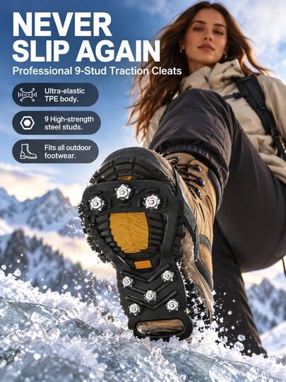 4 pièces/2 paires de crampons antidérapants pour chaussures et bottes, crampons de traction pour chaussures/bottes avec 8/5 pointes en acier inoxydable, crampons antidérapants d'hiver pour la marche, l'escalade et la randonnée
