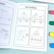 Cute Outline Coloring Book For Kids, Fun Contour Tracing And Coloring Drawing Book, Cartoon Simple Line Art Copying And Doodle Painting Practice Workbook, Back To School Learning Supplies, Student Holiday Gift - Multicolor - View 5