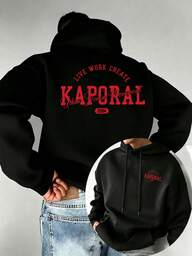 Men's Vintage Letter Graphic Hoodie With Classic Emblem Design, Streetwear Casual Sweatshirt For Daily Wear, Travel And Men's Fashion Style