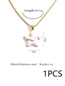 1 buah Kalung Bintang Enamel Dekorasi Musim Gugur Stainless Steel 304 Wanita, Liontin Bintang Warna-warni Lucu, Rantai Ular, Gaya Musim Gugur, Rantai Ular Manis & Keren Estetik - kalung - View 9