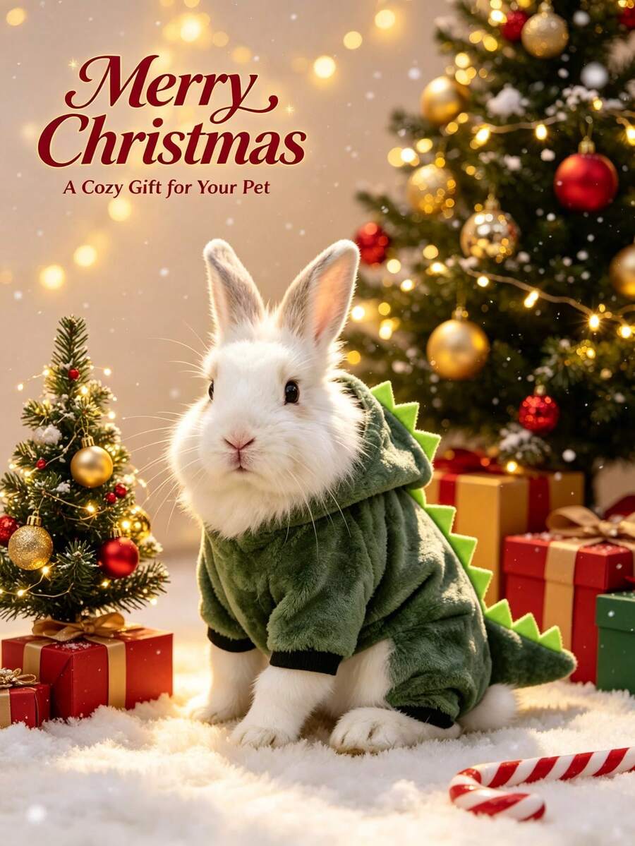 Cute Dinosaur Design Warm Sweatshirt, Rabbit Pet Accessories, Rabbit Pet Supplies, Rabbit, Rabbit Pet Accessories, Rabbit Pet Supplies, Valentine's Day