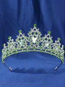 1pc Elegant Fashion Bridal Crown Headpiece, Wedding Crystal Headband, Princess Tiara, Adult Birthday Crown, Party Hair Accessory - Mint Green - View 1