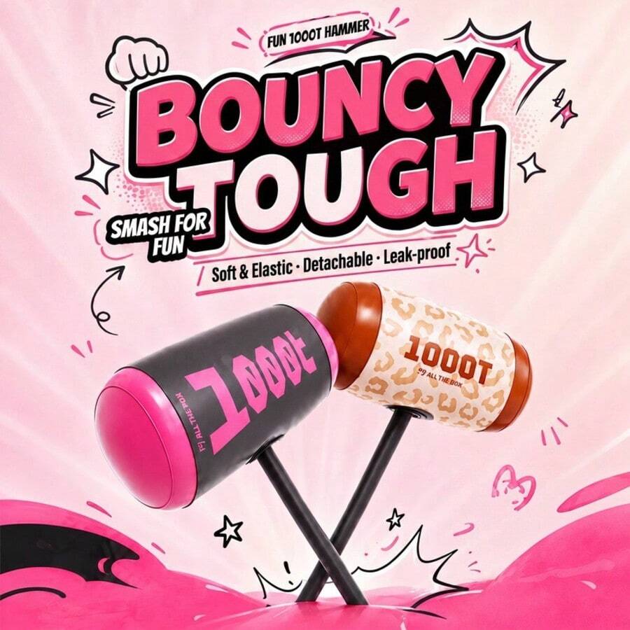 1pc-1000T Giant Inflatable Hammer Toy-Detachable Handle PVC Blow Up Mallet-Funny Interactive Game Prop For Carnival-Soft Bouncy Inflatable Sledgehammer For Party Game-Halloween Decorations-Wedding Prop-Toys & Games-Party Favors - Multicolor - View 1