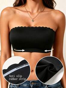 Women's Seamless Bandeau Bra, Wire-Free Elastic Skin-Friendly Soft Tube Top, Soft Breathable Lingerie, Suitable For Strapless Dresses, No Shoulder Pads - Black - View 9