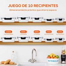 Contenedores de Vidrio Hermético con Tapas, Conjunto de 10piezas - Ver 6