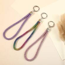 Creative Luxury Full Diamond Keychain Pendant Luggage Diamond Chain Short Wrist Rope Mobile Phone Hanging Rope Wholesale - Multicolor - View 5