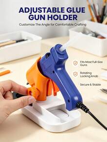 Adjustable Hot Glue Gun Stand, Multi-Angle Lock Base, Peelable Silicone Drip Tray & Hidden Storage Slot. Stable, Fits All Glue Guns. Desktop Organizer For DIY, Woodwork & Home Repair, Great Gift For Crafters. - White - View 2