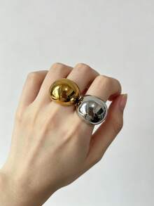 1pc Oversized Oval Stainless Steel Women's Ring - Oversized Oval Women's Ring - View 7