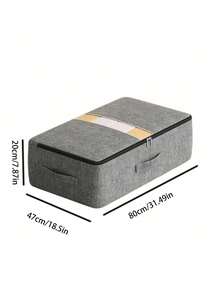 1pc Extra Large Capacity Underbed Storage Bag: Grey Fabric Design, Drawer Storage Bag, Seasonal Clothing Storage Bag, Underbed Storage Space Easy To Store Quilts, Clothes, Blankets Essential For College Dorms - Grey - View 7
