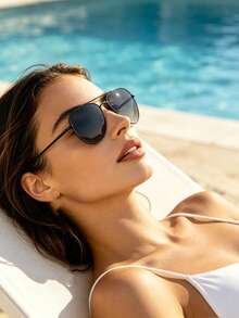 Classic Aviator Style, Slim Metal Frame, Versatile For Daily Wear, Beach Vacation, Street Style, Unisex. - Multicolor - View 7