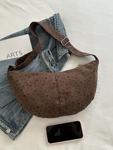 Tas Bahu Bulan Sabit Corduroy Kapasitas Besar dengan Motif Bintang, Tali Bahu yang Dapat Diatur, Tas Selempang Harian Wanita, Dilengkapi dengan Liontin Kartun Lucu - MultiWarna - View 9