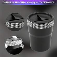 1pc Shiny Rhinestone Coin Storage Box, Creative Fashion Design, Mini Storage Container, Suitable For Car Cup Holder, Portable Car Coin Storage Bucket, Gift - Multicolor - View 3